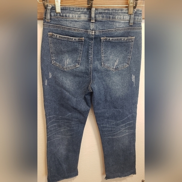 BBJ JEANS DISTRESSED HIGH RISE STRAIGHT STRETCH JEANS - Picture 2 of 7